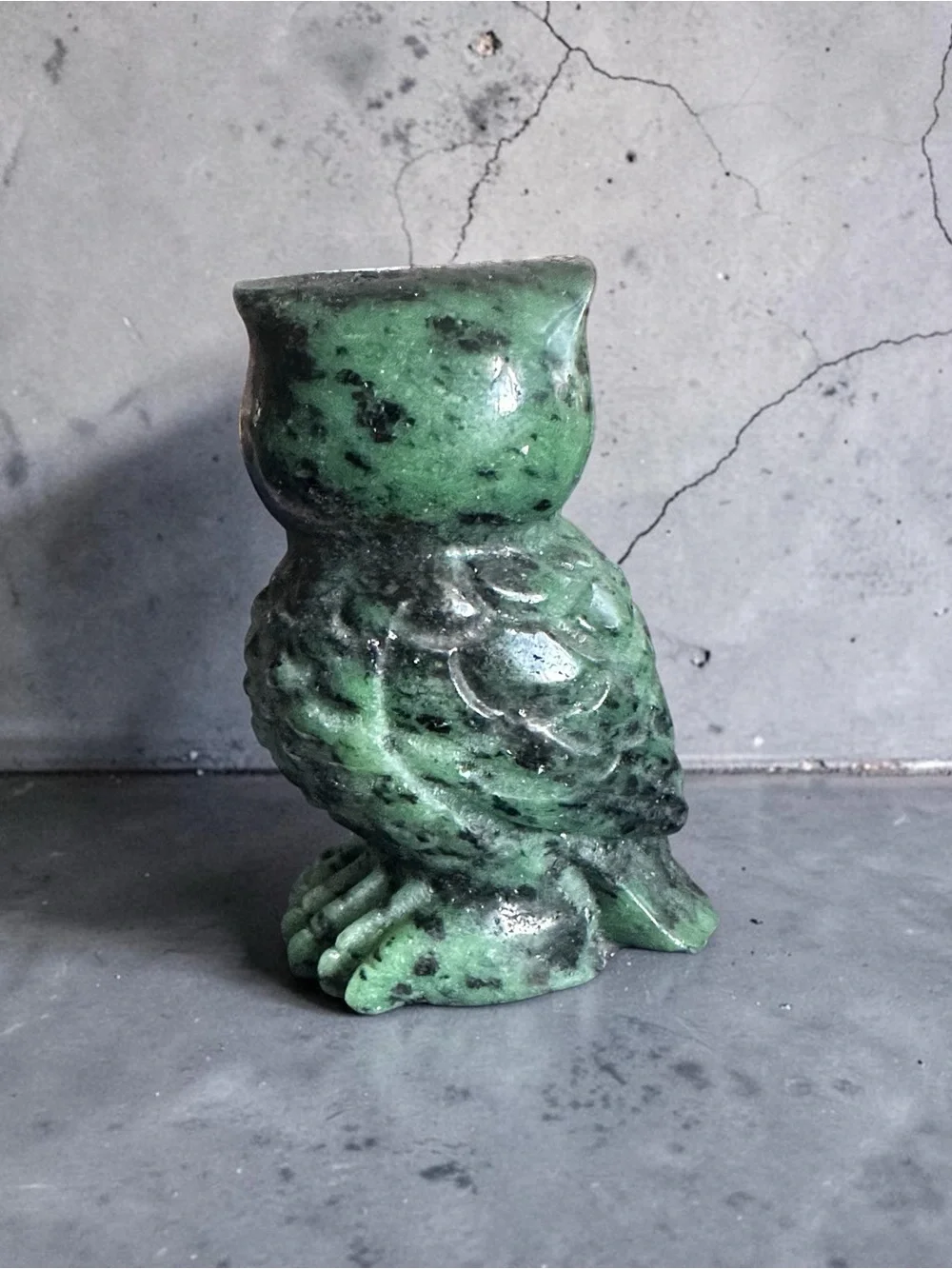 Ruby Zoisite Crystal Owl Bird